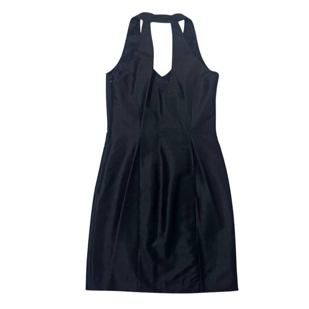 Moda International Womens 2 100% Silk Halter Mini Dress Black Cocktail Party Y2K - Picture 3 of 14
